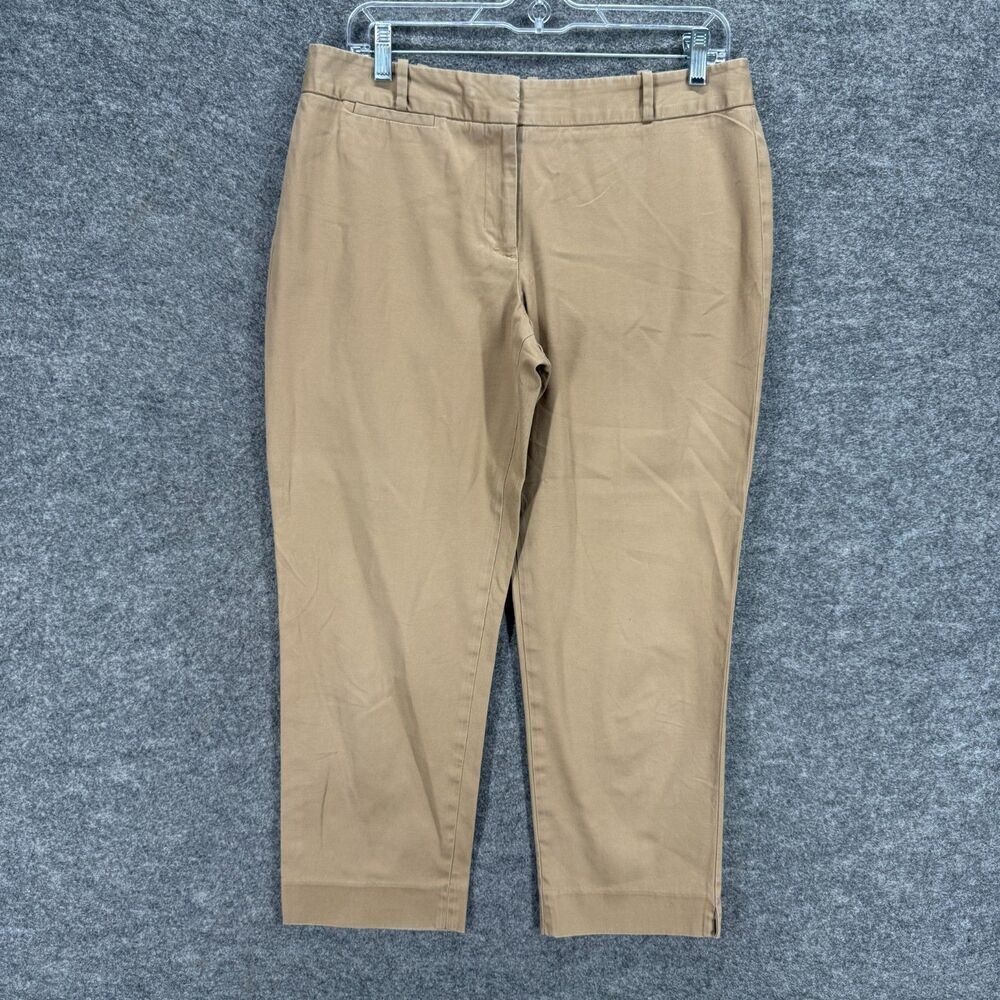 Talbots Pants Women 8 Brown Mid Rise Flat Front Chino Tapered Signature Cotton
